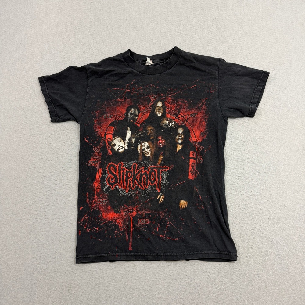 VTG 2000s Slipknot Band T Shirt Small Black Red Mask Graphic Nu Metal Y2K Tee